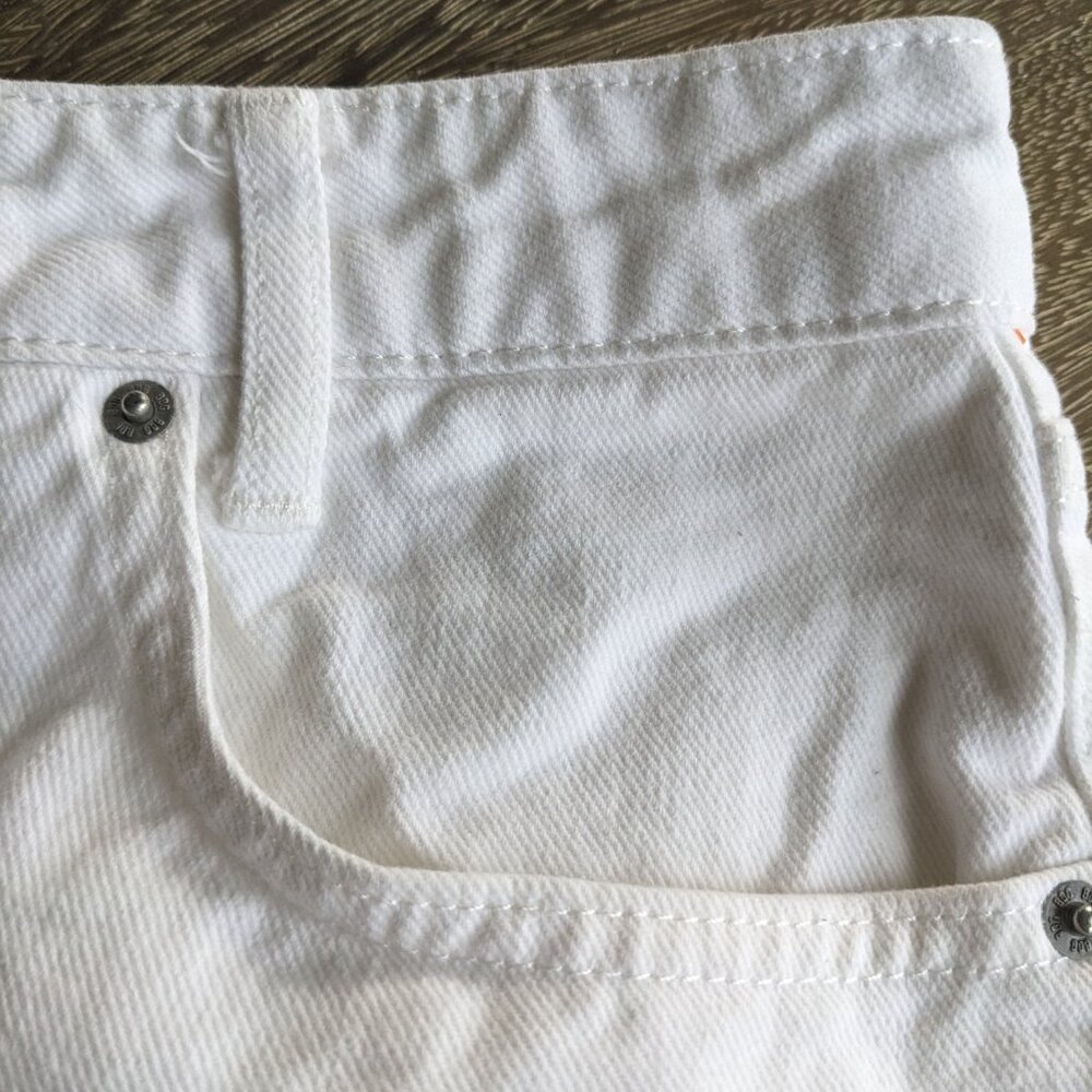 BDG Urban Outfitters White Denim Jean 5 Pocket Skirt Cut Off Raw Hem, Size L - Picture 4 of 7